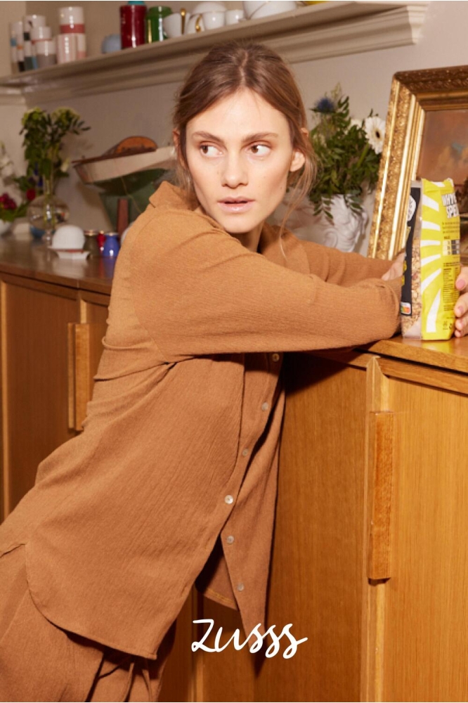 CRINCLE BLOUSE 0304 105 1003 CAMEL